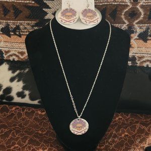 Aztec skull necklace and earring set